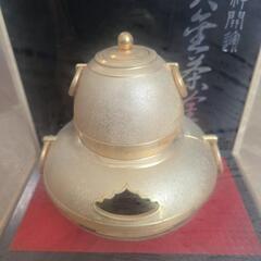 お値下げ中！昭和レトロ 24KGP 金メッキ 黄金茶釜 置物 の画像