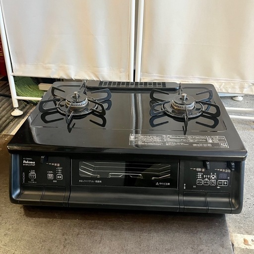 《売約済》【武蔵小山店】 ガステーブル 23年製 都市ガス パロマ エブリシェフ IC-730WA everychef ガスコンロ ガス台 両面焼きグリル 黒 ブラック 2口コンロ キッチン家電 調理家電 中古