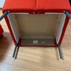 IKEA EKERÖ エーケロー パーソナルチェア, スキフテボー オレンジ オットマン付きの画像