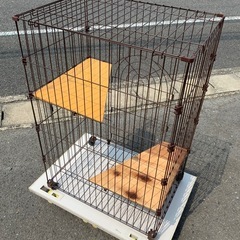 リユース　猫　ケージ　2段　幅79  奥行55.8  高さ118.5cm  キャットケージ　ペットケージ　ペットアミ　猫のケージの画像