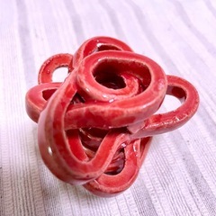 萩焼き花留め（赤）の画像