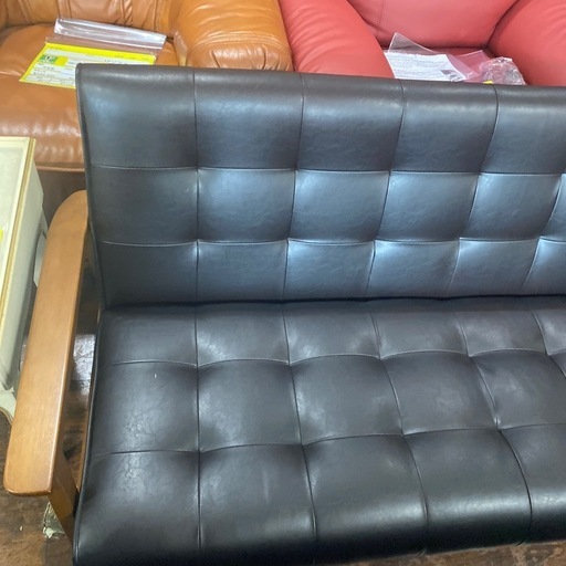 ⭐️本革⭐️3Pソファ 木製アーム オシャレ No.2308KE