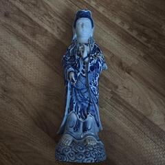 お値下げ中！昭和レトロ 中古品 骨董品 九谷焼 観音像 欠けありの画像