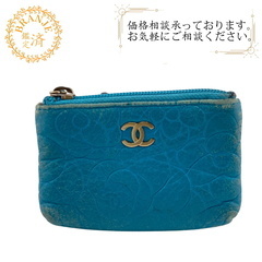 シャネル CHANEL ポーチ カメリア キーリング ブルー