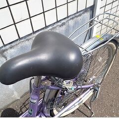 札幌【低床タイプ パンクしにくい 22インチ 自転車】ブロックダイナモライト＆カゴ＆荷台＆カギ付き Attivo アッティーボ DCM 藤色系 パープル系色 ママチャリ シティサイクル 北20条店の画像
