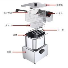 電気フライヤー 8L 卓上フライヤー 揚げ物器 ミニフライヤー