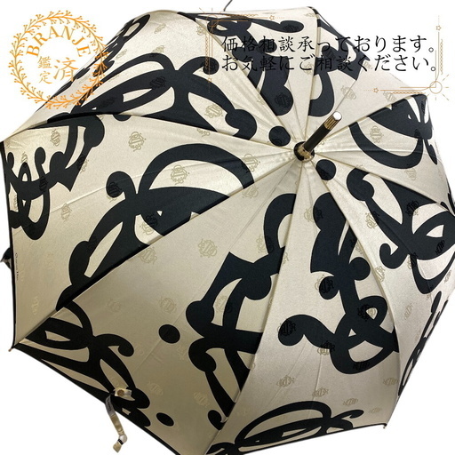 クリスチャンディオール Christian Dior 傘 旧ロゴ総柄晴雨兼用