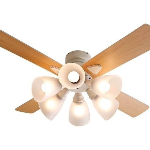 LOWYA シーリングファンライト 6灯 ホワイト/ナチュラル 未使用