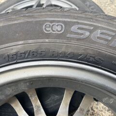 東北6県無料配達対応‼️爆安‼️最終値下げ‼️①超超超バリ溝❗  155/65R14アルミ付き　タイヤ !!　夏 サマータイヤ　軽自動車　軽トラ　軽　トラックの画像