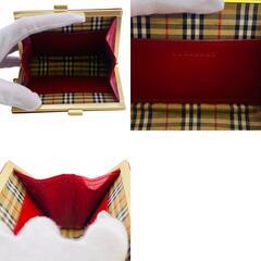 バーバリー BURBERRY コインケース ノバチェック がま口 レッド