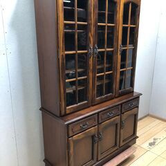 【古家具】カリモク家具 コロニアル ヴィンテージ 食器棚 キッチ...