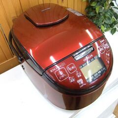 炊飯器 炊飯ジャー IHジャー 5.5合 日立 極上炊き 圧力＆スチーム RZ-SG10J(R) レッド 2015年製 中古 厚別店の画像