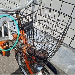 札幌【26インチ 自転車】オートライト＆カゴ＆荷台付き オレンジ色系 ママチャリ シティサイクル 北20条店の画像