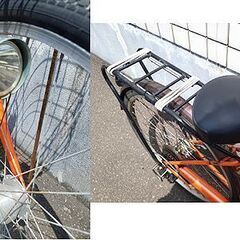 札幌【26インチ 自転車】オートライト＆カゴ＆荷台付き オレンジ色系 ママチャリ シティサイクル 北20条店の画像