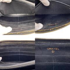 シャネル CHANEL 長財布 ラムスキン マトラッセ ラウンドファスナー ブラックの画像