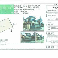 調布市　入間町１丁目　西友近くの　古家付き　土地　40坪