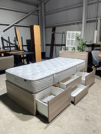 💥激安💥🈹❗️配送無料❗️大量収納付きシングルベッド マットレス