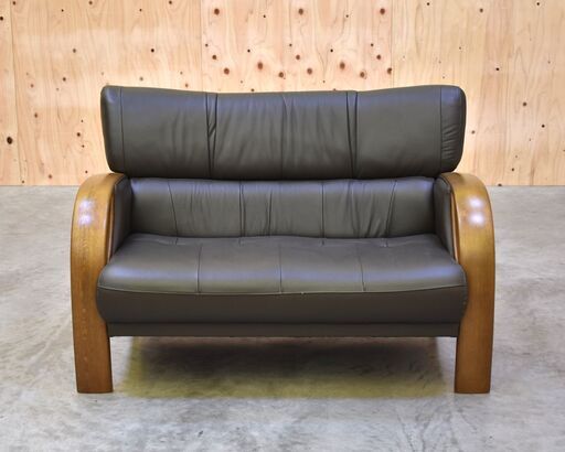【ヤ取終了7/27】≪zyt2324ジ≫ karimoku/カリモク家具 2人掛けソファ WT3302M033 本革張り/合成皮革 ナ