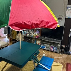 折りたたみ　レジャーテーブル　パラソル　アウトドア　運動会　傷汚れあり