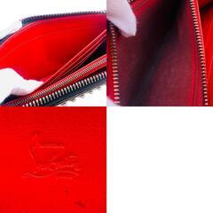 クリスチャンルブタン Christian Louboutin 長財布 スタッズ ラウンドファスナー ブラウンの画像