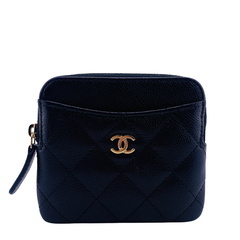シャネル CHANEL コインケース キャビアスキン マトラッセ フラグメントケース ブラックの画像