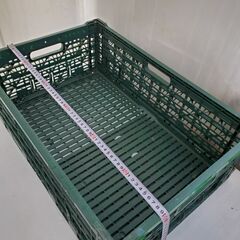 ※即 ①【野菜コンテナ まとめ売り 10個】プラスチック コンテナ 折り畳み オリコン オレコン グリーン 緑 アウトドア■収納幅60×奥40×高20㎝■買取帝国 朝霞店 配達可能の画像