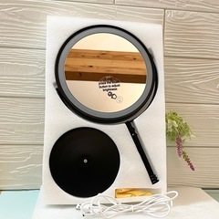 化粧鏡 拡大鏡  女優ミラー  10倍スタンド 両面鏡360度回転  USB 黒の画像
