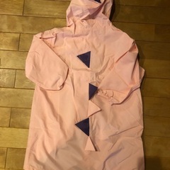 サイズ90〜110（3〜4歳）ピンクの恐竜レインコートの画像