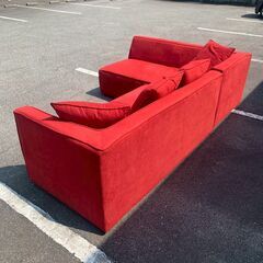【NITORI】ニトリ コーナーソファ カウチソファ サルト2 レッドカラー 状態良好 ソファ L字ソファ 家具 チェア リビング家具 Y1819の画像