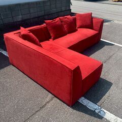 【NITORI】ニトリ コーナーソファ カウチソファ サルト2 レッドカラー 状態良好 ソファ L字ソファ 家具 チェア リビング家具 Y1819の画像