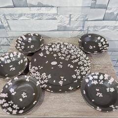 【新品】宇野千代 桜 皿 7点セット 大皿 小鉢 小皿 さい箸 取り皿 和皿 7点組の画像
