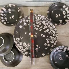 【新品】宇野千代 桜 皿 7点セット 大皿 小鉢 小皿 さい箸 取り皿 和皿 7点組の画像