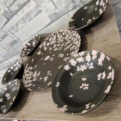 【新品】宇野千代 桜 皿 7点セット 大皿 小鉢 小皿 さい箸 取り皿 和皿 7点組の画像