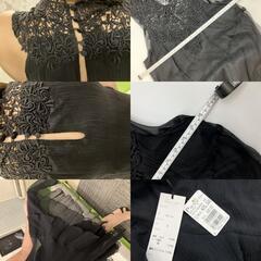 スコットクラブ SCOT CLUB ワンピース ドレス ブラック 黒 レース切替 プリーツ シルク100％ 定価25000円 サイズ9 送料無料 フォーマル 美品の画像