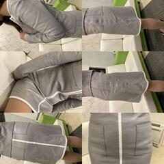 クレージュ courrèges 羊革 レザー セットアップ ジャケット スカート グレー 38サイズ 日本製 MADE IN JAPAN 送料無料の画像