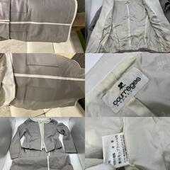 クレージュ courrèges 羊革 レザー セットアップ ジャケット スカート グレー 38サイズ 日本製 MADE IN JAPAN 送料無料の画像