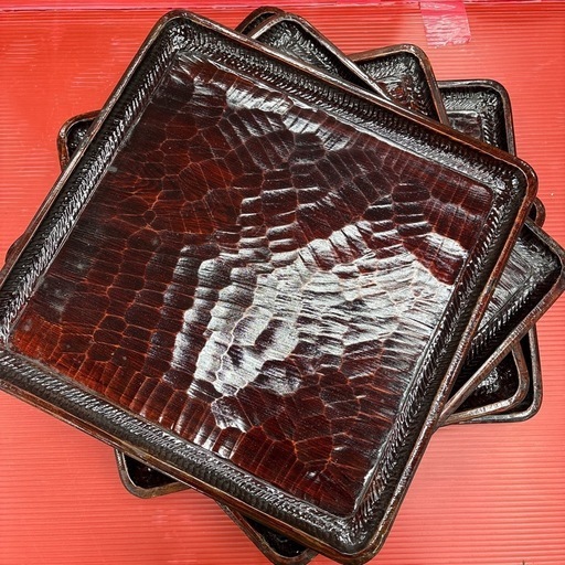 完売❣️伝統工芸 讃岐彫 四方盆5客 讃岐盆 会席膳