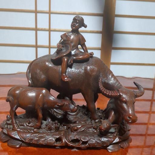 海外　木彫り置物 てK7S 大黒天と弁財天 彫刻 陰陽和合像 春画 裏絵 木彫り？ 置物