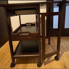 ニトリ　ワゴン　ライズ　ダイニングテーブル　バタフライテーブル　キャスター式の画像