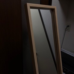 【全身鏡／姿見】ナチュラルウッド調・自立式の画像