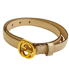 GUCCI グッチ　ベルト インターロッキング ベージュ　イタリア製 GUCCI ベージュレザー ベルト インターロッキング