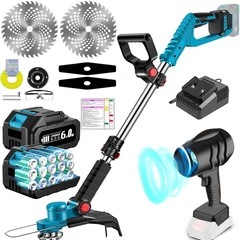 充電式 草刈り機 ブロワー 18V 互換 6Ahバッテリ2個 23-25cm刃幅