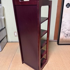 70s カリモク家具 オールド スリッパラック 木製 昭和レトロ の画像