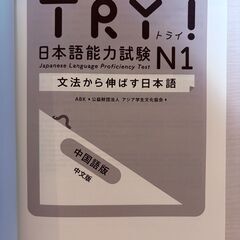 [無料]改訂版 TRY! 日本語能力試験 N1 文法から伸ばす日本語の画像
