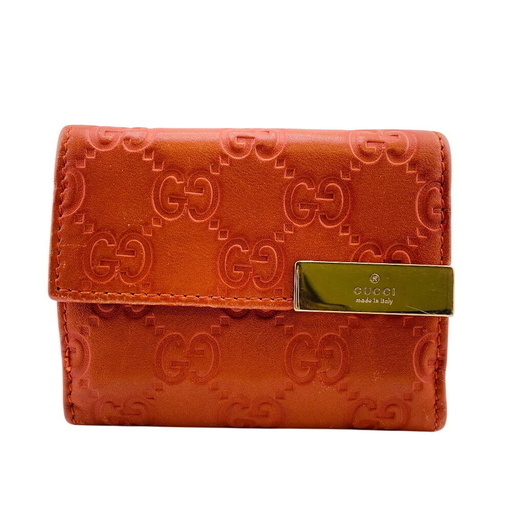 M*i様 GUCCI 二つ折り財布 オレンジ グレー グッチ GUCCI 二つ折り財布 ニューウェブ ロゴ オレンジ レザー