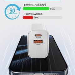 iphone 充電器 type-c PD 20W 2ポート タイプc 充電器 【PSE認証2個セット】基準適合/USB PD対応/20W急速充電器/コンパクトサイズ iPad Apple Watch iphone Galaxy Android 携帯 各種 そのの画像