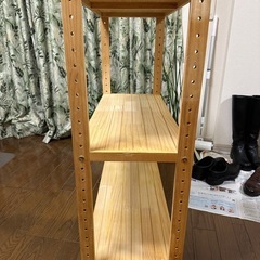 【取引完了】木材の3段棚(ラック、シェルフ)の画像