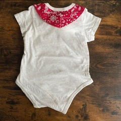 petit main バンダナ襟ボディスーツとショートパンツセット70の画像