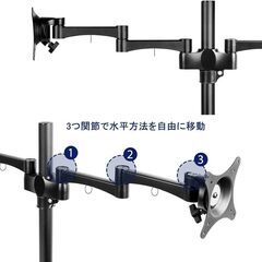 中古　BESTEK モニターアーム デュアルモニター 2台対応 耐荷重20kg 27インチ対応 クランプ固定 水平3関節 VESA規格対応 BTDD01BKの画像