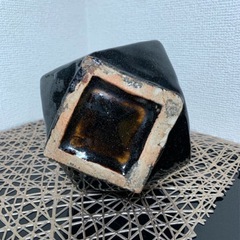 配送可能　益子焼　花器　在銘　骨董　年代物　一輪挿し　 花瓶　アンティーク　古道具　茶道具　古董　古玩　インテリア　作家物の画像